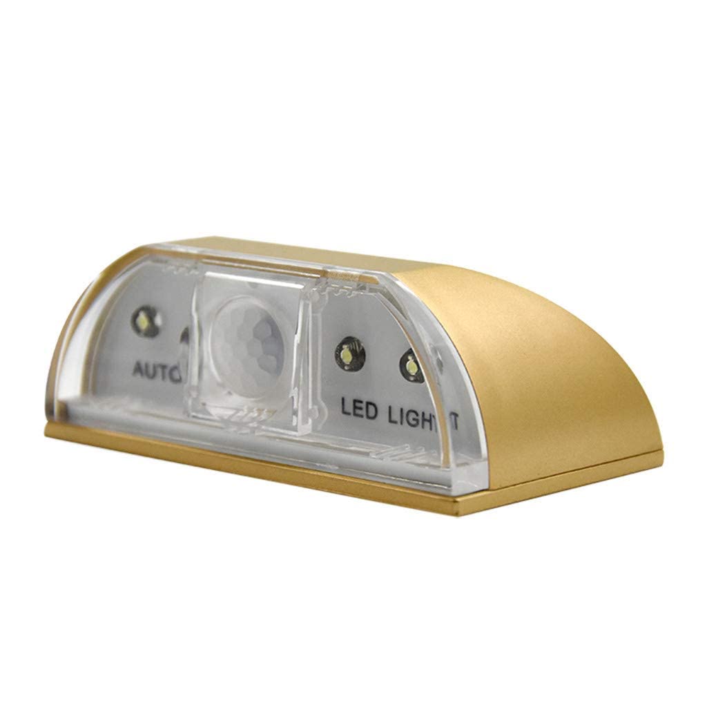 LED Intelligent Keyhole Light Lamp Door Lock Sensor Lamp - Battery Operated Auto Sensor Motion Detector with 4 LED for Key Hole/Door Lock (Gold)