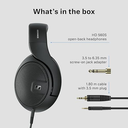 Sennheiser HD 560S Open-Back Over-Ear Wired Headphones – Neutral, Natural Sound for Music, Gaming, and Content Creation, Black
