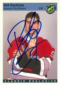 Sports Memorabilia Autograph Warehouse 68040 Rob Gaudreau Autographed Hockey Card Kansas City Blades 1993 Classic No. 16