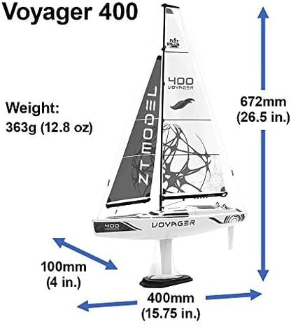 PLAYSTEM Voyager 400 RC Controlled Wind Powered Sailboat in Blue - 26 Tall