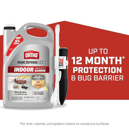 Ortho Home Defense Max Indoor Insect Barrier with Extended Reach Comfort Wand, Kills Ants, Roaches, Spiders, Fleas and Ticks, 1 gal.