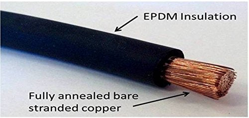 2 Gauge 2 AWG 10 Feet Red + 10 Feet Black Welding Battery Pure Copper Flexible Cable + 10pcs of 3/8" Tinned Copper Cable Lug Terminal Connectors + 3 Feet Black Heat Shrink Tubing