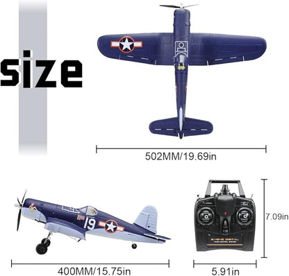 Brushless RC Plane Upgrade 500mm F4U Corsair Stunt RC Airplane RTF with Gyro Stabilization Remote Control Airplane 2.4GHz Radio Control Aircraft Fighter Glider for Adults &amp Beginners