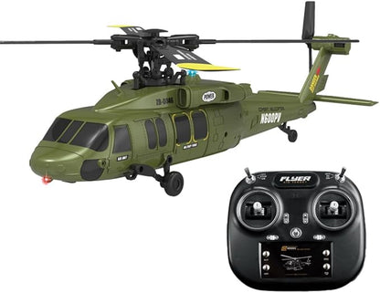 Black-Hawk K200 Brushless RC Helicopter 2.4G 6CH 6-Axis Gyro Military Aircraft with Optical Flow Positioning Altitude Hold &amp Inverted Flight for Adults -2 Battery/RTF
