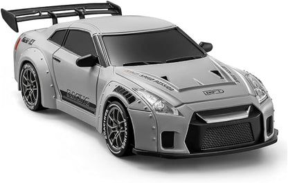 RC Drift Car 1:24 Scale Remote Control Vehicle with LED Lights 2.4GHz 20KM/H 4WD High Speed RC Cars Drifting Tires＆Two Batteries. (GTR-Gray)