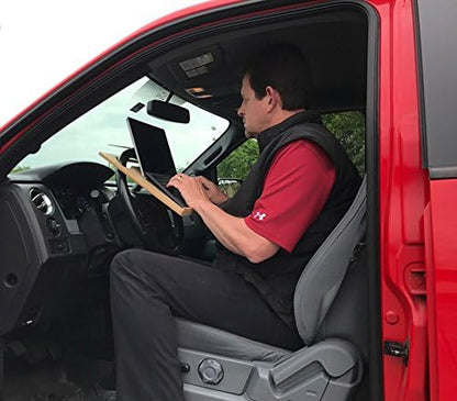 Executive Size (18 1/2" x 14 1/2") Car Table – E-book & Notepad Vehicle Desk - Mobile Office - Steering Wheel Mountable Desk - Portable Automobile Desk For Laptop Computer/iPad - Car Tray
