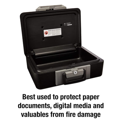 SentrySafe Fireproof Safe Box with Key Lock, Chest Safe with Carrying Handle to Secure Money, Jewelry, Documents, 0.25 Cubic Feet, 6.3 x 15.3 x 12.1 Inches, 1160