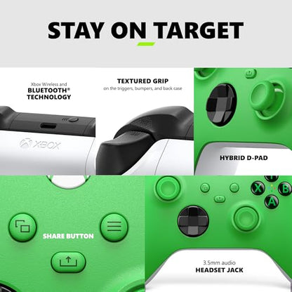 Xbox Wireless Gaming Controller (2025) – Velocity Green – Play on, Windows, Android, iOS, FireTV Sticks, Smart TVs, VR Headsets