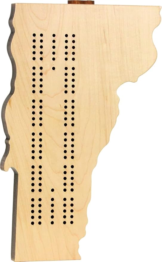 Vermont Shaped Cribbage Board - Made in USA