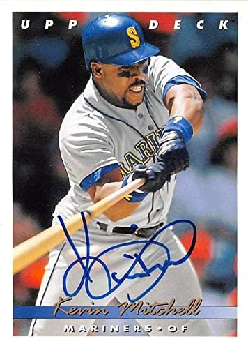 Sports Memorabilia Autograph Warehouse 302250 1992 Kevin Mitchell Autographed No.213 Baseball Card - Seattle Mariners