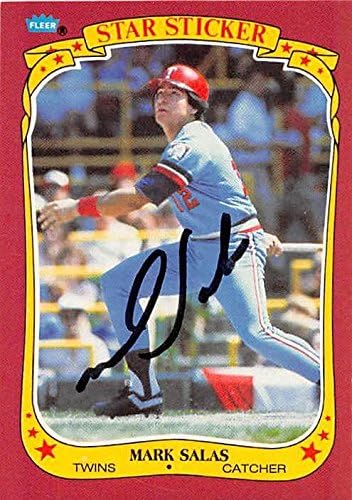 Sports Memorabilia Autograph Warehouse 247161 Mark Salas Autographed Baseball Card - Minnesota Twins 1986 Fleer Star Stickers - No. 104
