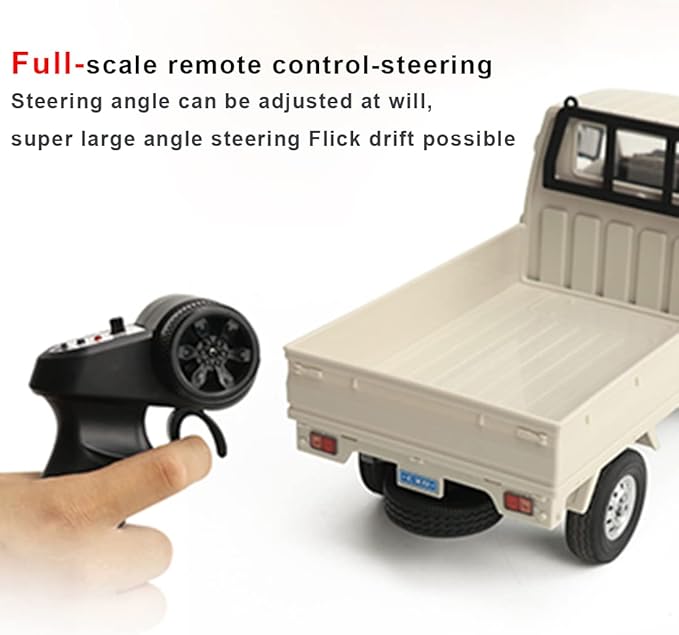 AMOC RC Mini-Truck WPL D12mini 1/16 2.4Ghz RC Car Mini-Van DIY Double Battery - White