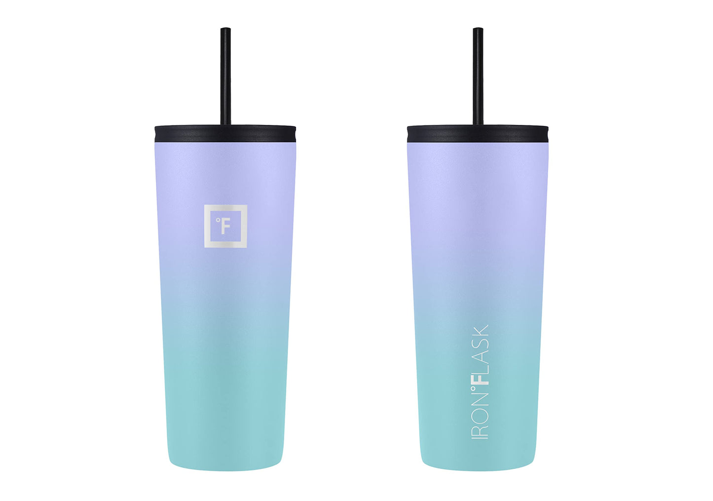 IRON °FLASK Classic Tumbler - Vacuum Insulated Stainless Steel Water Bottle, Double Walled, Drinking Cup, Insulated Travel Mug (Cotton Candy, 24 oz Solid Lid)