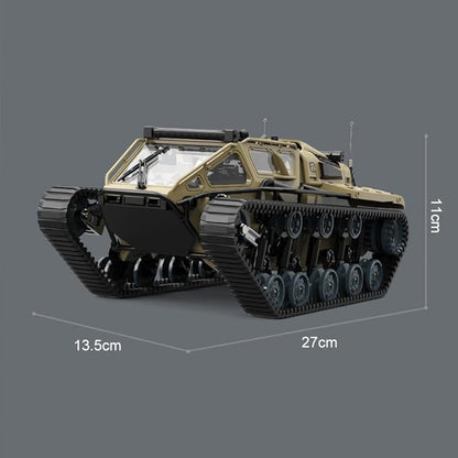 RC Tank Car 1:16 Remote Control Crawler 10KM/H High Speed Tank 2.4Ghz RC Rock Crawler Off-Road 4WD 360°Rotating Drifting Car with 2 Batteries Military Truck Toy for Kids