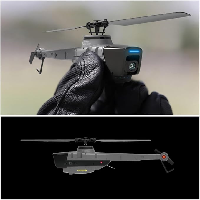 C128 RC Military Aircraft 2.4G 4CH Remote Control Helicopter with Camera for Adults Single-Rotor Aileronless Indoor Outdoor-RTF (4 Batteries)