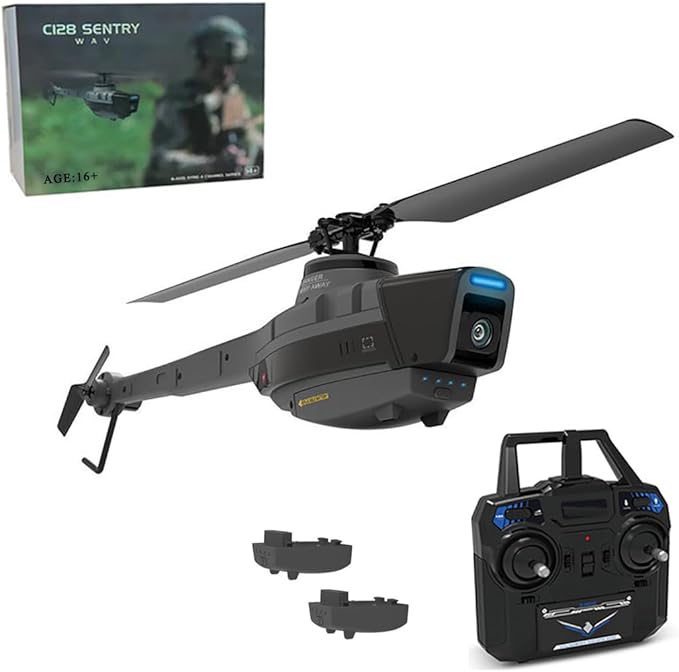C128 Scout Drone with 1080P Camera Military Remote Control Helicopter for Adults 2.4G 4CH Aerial Vehicle Reconnaissance Take Off/Landing 6-Axis Gyro RC Aircraft Helicopter