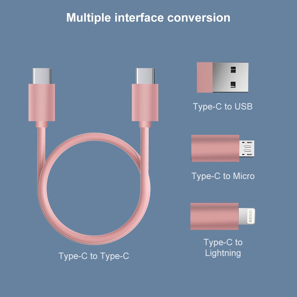 YANZIE USB-C Travel Adapter Kit with Storage Box and SIM Card Holder, Lightning to C and Micro-USB to C Female, Short Cable, Fast Charge for iPhone and Android