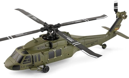 WL K170 Blackk Hawk UH-60L 170 RC Military Helicopters for Adults 2.4G 4CH Flybarless RC Helicopter with Adjustable Left and Right Hand Throttle (RTF Version)