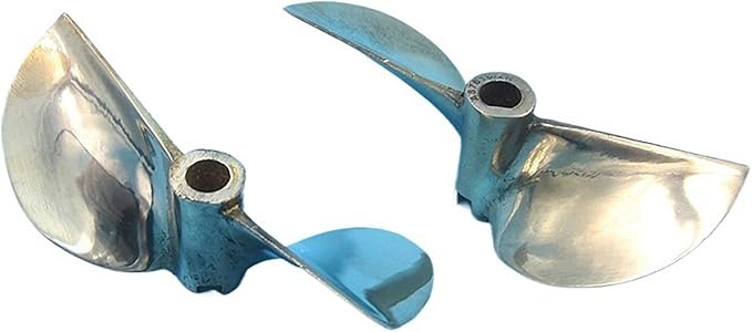 RC Boat 2-Blade Brass Propeller Pair CW &amp CCW 76mm Diameter 6.35mm Shaft Hole for Gas-Powered O-Class Racing Boats