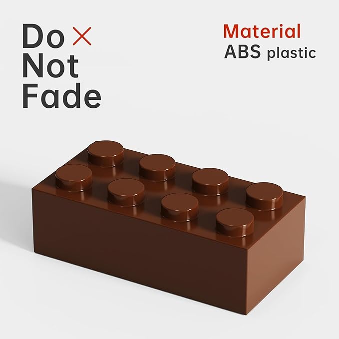 500 Piece Brown Bricks Bulk Brown 2x4 Building Bricks Flat Compatible with Lego Parts and Pieces: 2x4 Brown Bricks(Color: Brown)