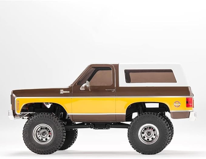 FCX24 FMS 1/24 K5 Chevy Blazer RC Crawler Officially Licensed Mini RC Car Pick Up Truck &amp SUV 2 in 1 4WD 8km/h 2 Speeds Switch Off-Road RC Model with LED Lights for Adults (Brown)