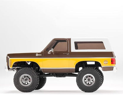 FCX24 FMS 1/24 K5 Chevy Blazer RC Crawler Officially Licensed Mini RC Car Pick Up Truck &amp SUV 2 in 1 4WD 8km/h 2 Speeds Switch Off-Road RC Model with LED Lights for Adults (Brown)