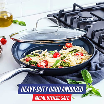 Blue Diamond Cookware Hard Anodized Ceramic Nonstick, 10" Frying Pan Skillet, PFAS-Free, Dishwasher Safe, Oven Safe, Grey