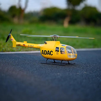 FlyWing BO-105 Scale Four Blade Metal Rotor Head &amp 10CH Transmitter - Remote Control Helicopter GPS &amp 3D Mode Outdoor RC Helicopter RTF for Adult Beginners (Yellow (BO105-RTF-Y))