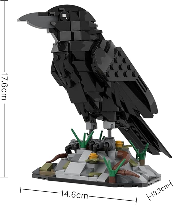 Raven Bird Animal Building Set Mechanical MOC Bird Bricks Animal Collection for Adults Home Office Art Decor Creative Gifts Designed by SKABRAM- 357 Pieces