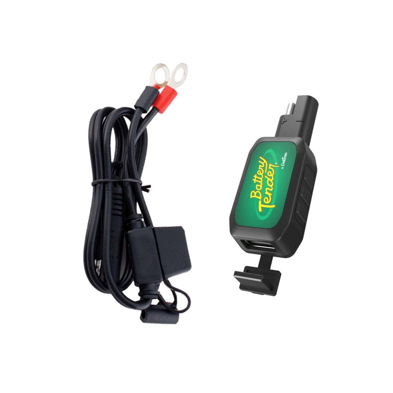 Battery Tender Ring Terminal Accessory Cable and USB Charger Adapter Combo - Battery Cord & 2.1 AMP USB Charging Adapter for Mobile Devices - For Motorcycles, Golf Carts, ATVs - Quick Disconnect - 081