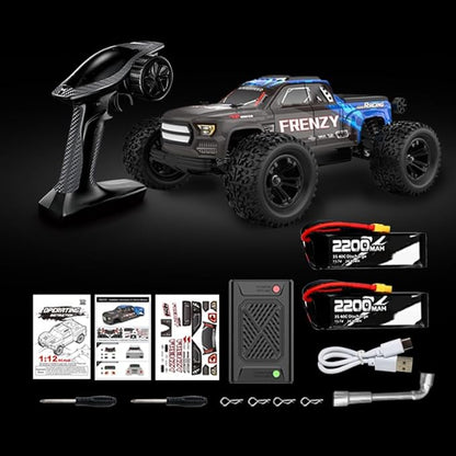1/12 Brushless RC Cars for Adults RC Trucks 4x4 Offroad Waterproof Electric Powered High Speed Remote Control Car Fast Extreme All Terrain RC Truggy with 3S Battery for Snow Sand