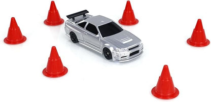 1/43 Full Scale RC Drift Race Vehicle with Gyro Edition 4WD Ready to Go Mini Racing Car Remote Control Car High Speed Model for Collection Gift Boys(Silver Gray)