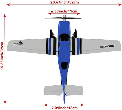 QIDI 580 5-Channel Off-Road Aircraft 3D RC Plane One-Key Hanging Stunt Fixed Wing with Wind Resistant Flight Control for Beginner and Experienced Ready to Fly(Blue)