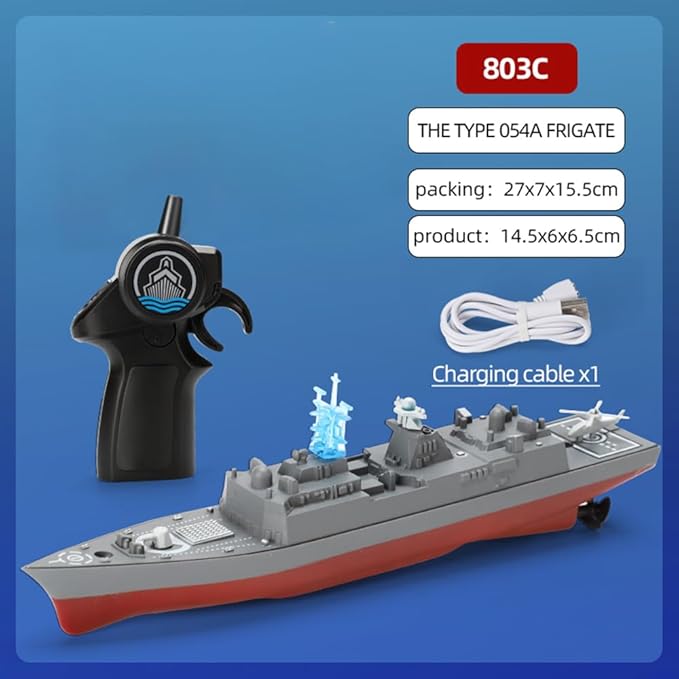 Remote Control Warship RC Military Battleship 2.4GHz Remote Control Boat for Lakes and Rivers RC Armed Type 054A Frigates Model with Low Battery Reminder for Adults
