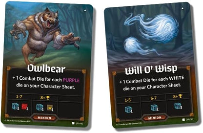Monsters &amp Minions - Expansion for Roll Player Board Game | Adds End-Game Monsters 5th Player New Dice and 170+ Cards | Dice Drafting Family Game for 1-5 Players Ages 14+ | Thunderworks Games