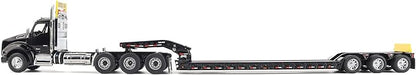T880 SBFA Tridem Truck with Trail King HDG Lowboy Trailer Black Transport Series 1/50 Diecast Model by Diecast Masters 71134