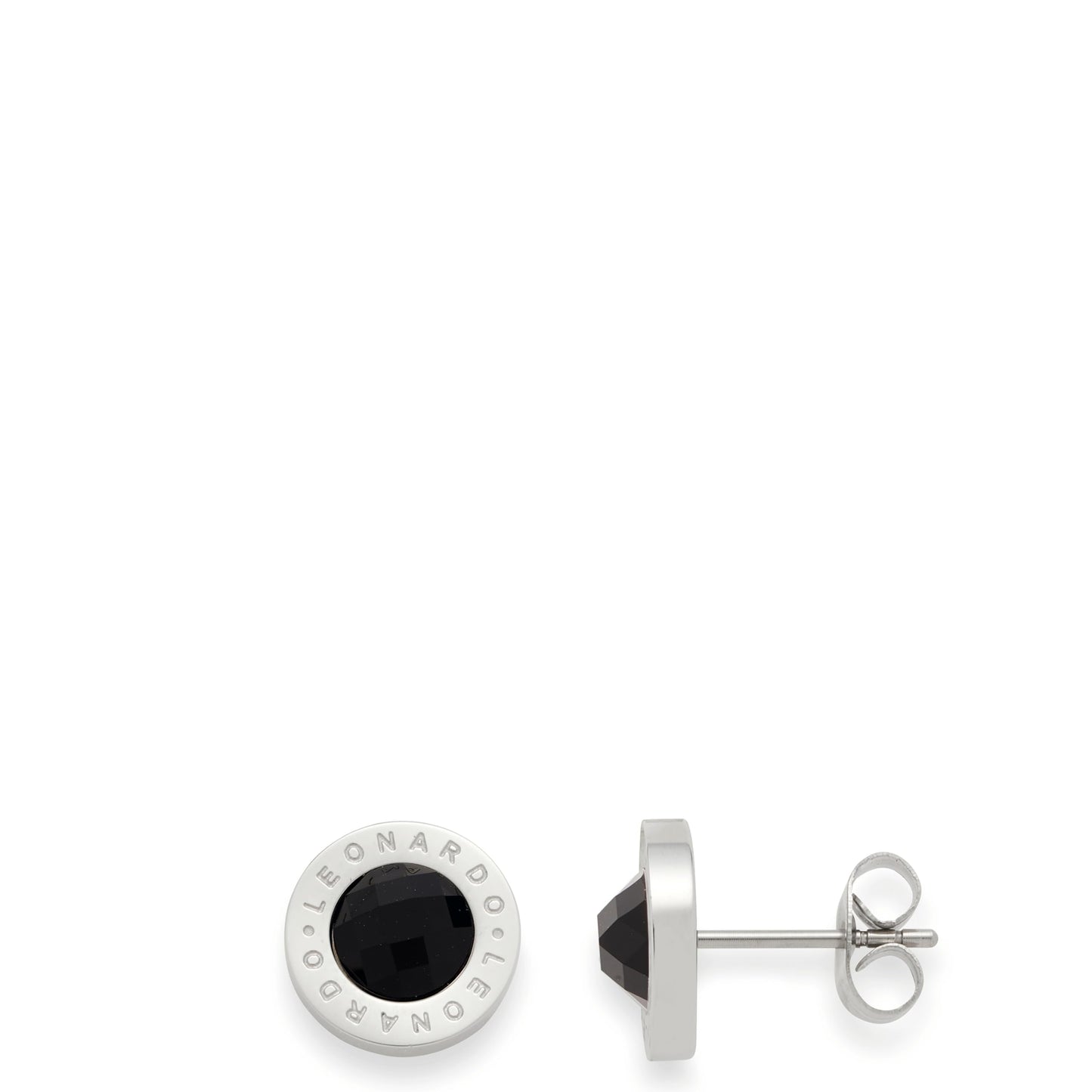 Leonardo Women's Stud Earrings with Glass Stone, Small Stainless Steel with Engraving