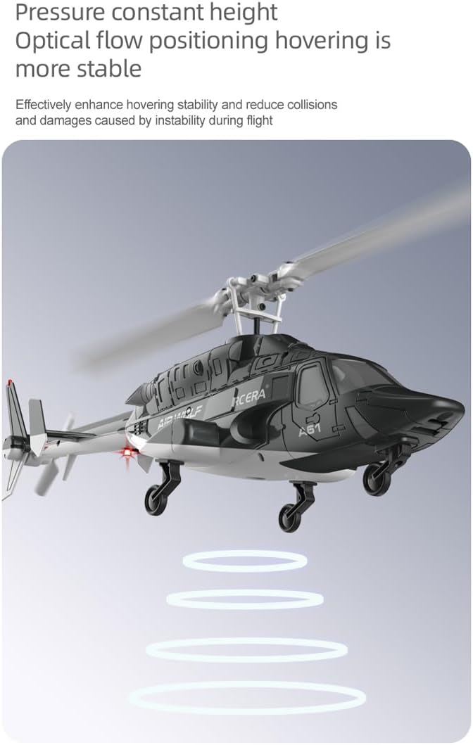 RC ERA A61 Flyingwolf RC Helicopter Model 1:52 Scale Single Rotor 4CH RC Helicopter with Optical Flow Positioning One-Key Start RTF Gyro Stabilized Aircraft for Adults Beginners