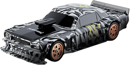 RC Drift Car 1/43 Scale 2.4G Full Proportional RC Electric Mini Racing Drift Car Model with Lights KitRC Model Cars Gifts for Adults (RTR Version/Black and White)