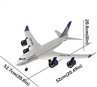 RC Plane Simulation A-747 Passenger Aircraft 2.4GHZ Rc Aircraft Glider 360° Rollover Automatic Gyroscope Balance Airplane 3-Channel Fixed-Wing RC Drone Toy with LED Searchlight