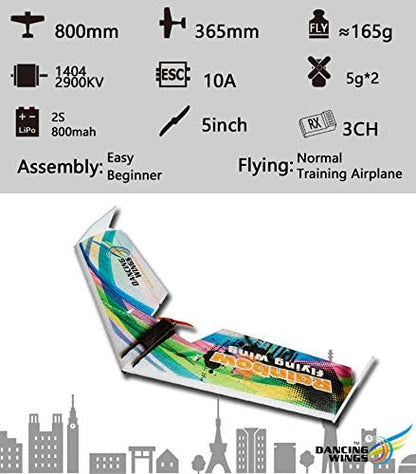 31 Delta Wing EPP Plane Model Rainbow Fly Wing 800mm Wingspan KIT Tail-Pusher Version E0511