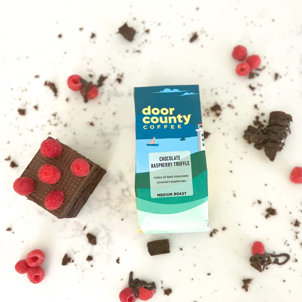 Door County Coffee Chocolate Raspberry Truffle Medium Roast Ground Coffee - 10oz Bag - 100% Specialty Arabica
