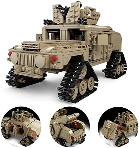 General Jim's 2-in-1 Military Brick Building Set – WWII US Army M1A2 Tank or Humvee with Rotating Turret Adjustable Gun &amp Accessories – 1463-Piece Model for Military Collectors Teens &amp Adult