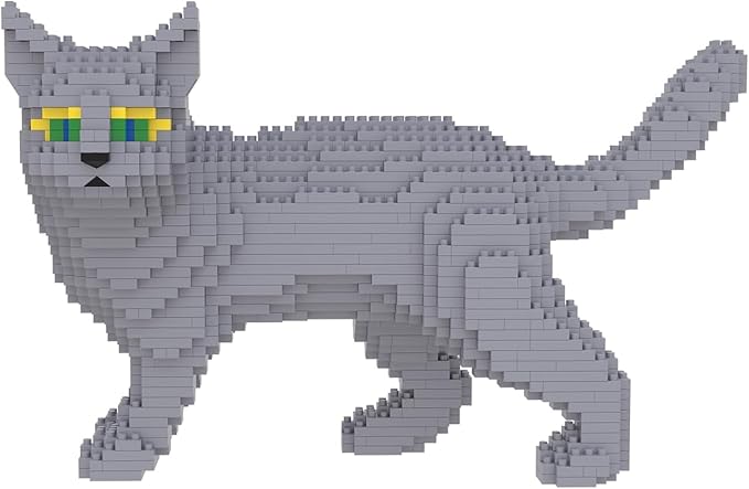 Larcele Cat Micro Building Blocks Animal Set DIY Mini 3D Building Toy Bricks Kit1131 Pieces KLJM-05 (Blue Cat)
