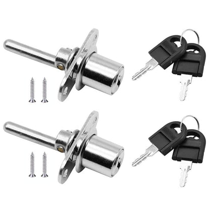 2 Piece Cabinet Plunger Lock Furniture Desk Drawer Plunger Lock Cupboard Cam Lock with Key for Filing Cabinets Wardrobe Display Cabinet Furniture