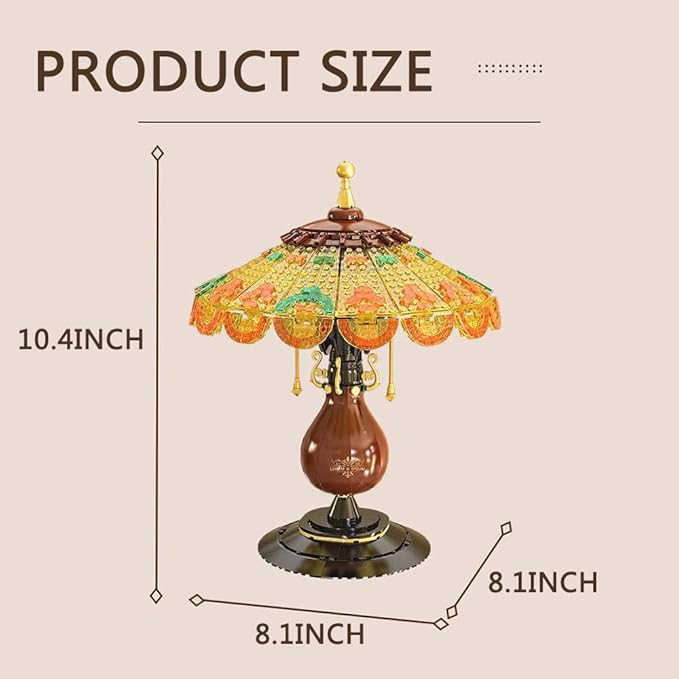 Retro Table Lamp Toy Building Set Home Décor Accessory for Adults Building Blocks Set for Couples Ideas Gift for Mother's Day Decoration 804 Pieces (Mini Building Blocks)