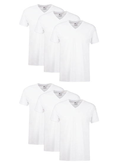 Hanes Mens Cotton, Moisture-wicking V-neck Tee Undershirts, Multiple Packs And Colors, White - 6 Pack, Medium US