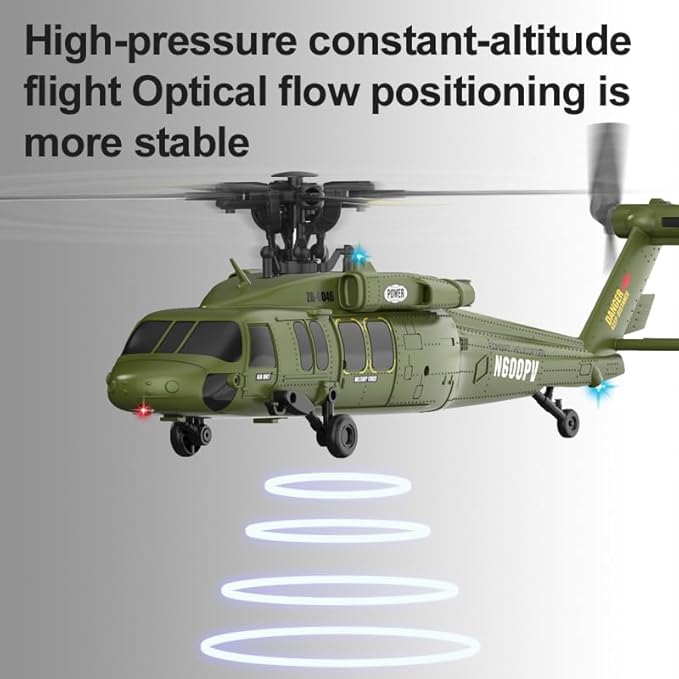 Hanll Black Hawk K200 6CH Simulation RC Helicopter with Brushless Motor Optical Flow &amp Altitude Hold One-Key Inverted Flight 2.4G Remote Control High Simulation Aerobatic Model (Grey/2 Battery