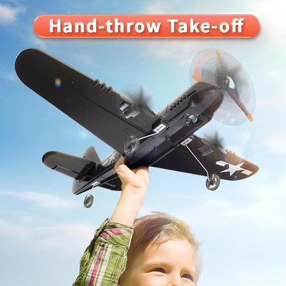 XOS Brushless Stunt RC Drone Plane Airplane Glider for Adults Remote Control Electric Aerobatic RTF Fighter Jet Aircraft with Colorful Light EPP Hobby Airplane for Beginners Kids Boys Gifts