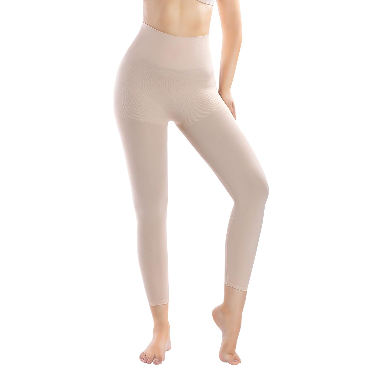 +MD Shapewear for Women Tummy Control Seamless High Waisted Light Compression Footless Tights Leggings